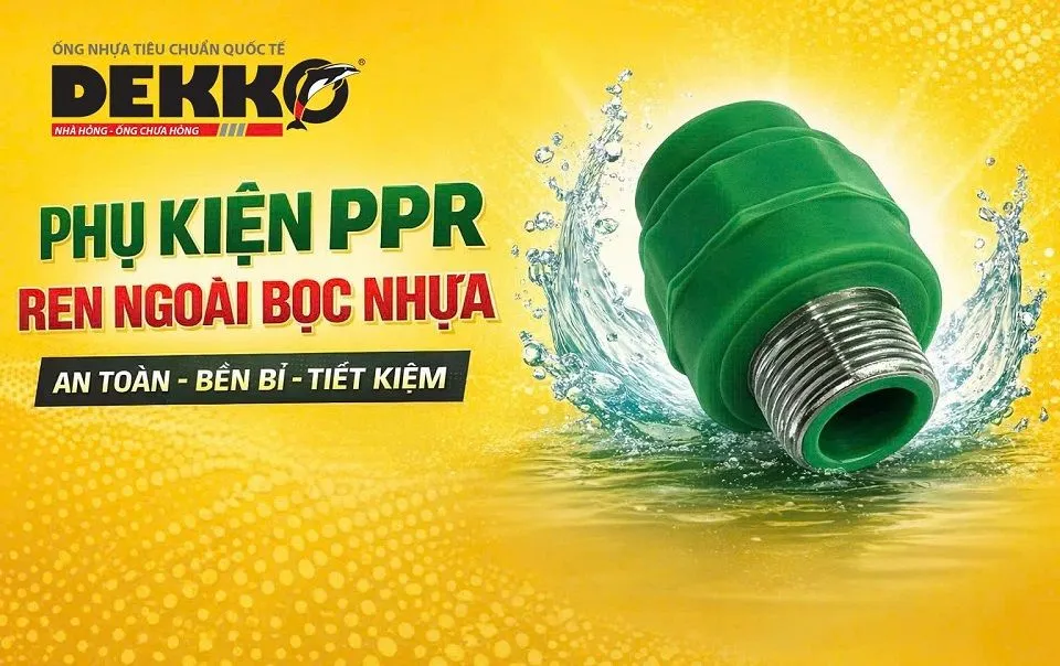 Phụ kiện PPR ren ngoài bọc nhựa: Chống oxy hóa, bảo vệ nước sạch