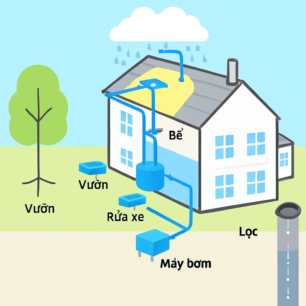 Hệ thống thoát nước mưa sân thượng chống ngập cho nhà phố hiện đại