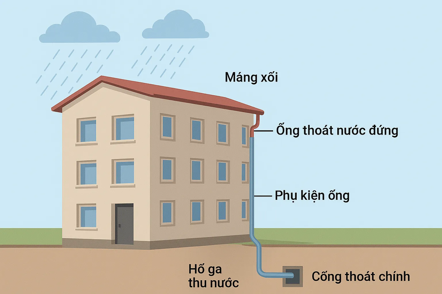 Hệ thống thoát nước mưa nhà phố