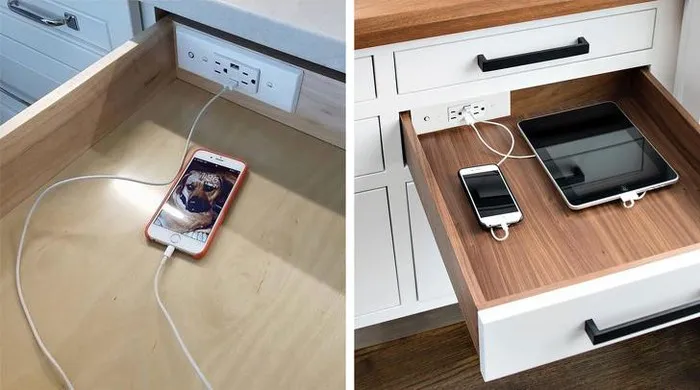 Đi dây điện nổi đẹp bằng cách giấu vào ngăn kéo (Nguồn: sưu tầm)