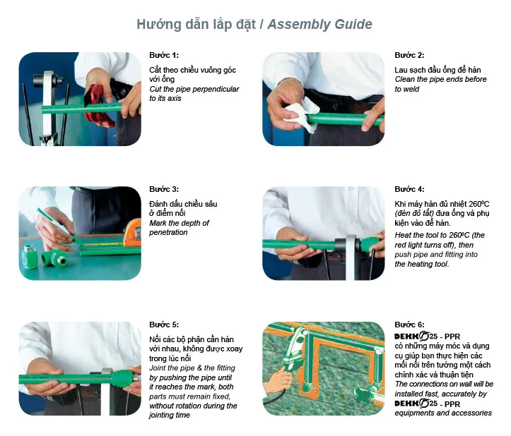 Cách hàn ống nhựa PPR và lắp đặt ống chịu nhiệt PPR khá đơn giản, phổ biến 2 cách cơ bản là hàn nóng chảy và hàn điện trở