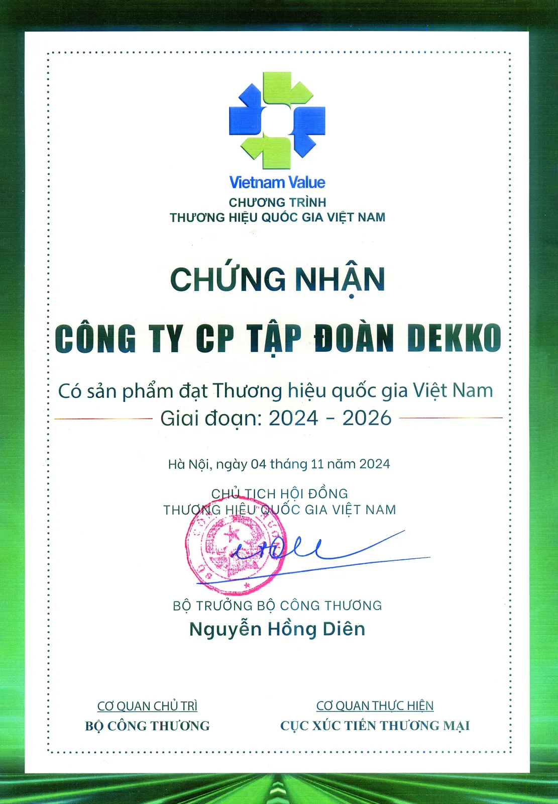 Chứng nhận Thương hiệu Quốc gia 2024–2026