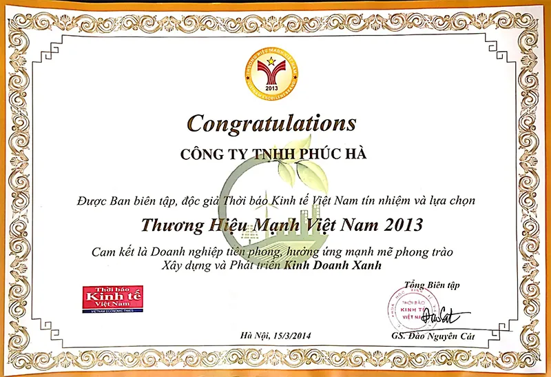 Giải thưởng thương hiệu mạnh năm 2013