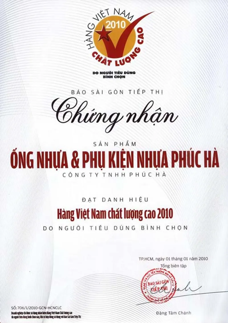 Danh hiệu hàng Việt Nam chất lượng cao 2010